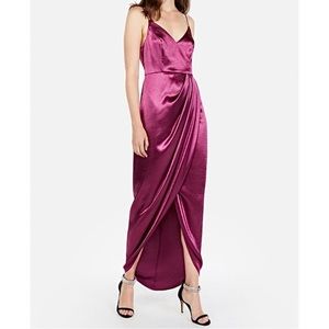 EXPRESS Satin Wrap Front Maxi Dress